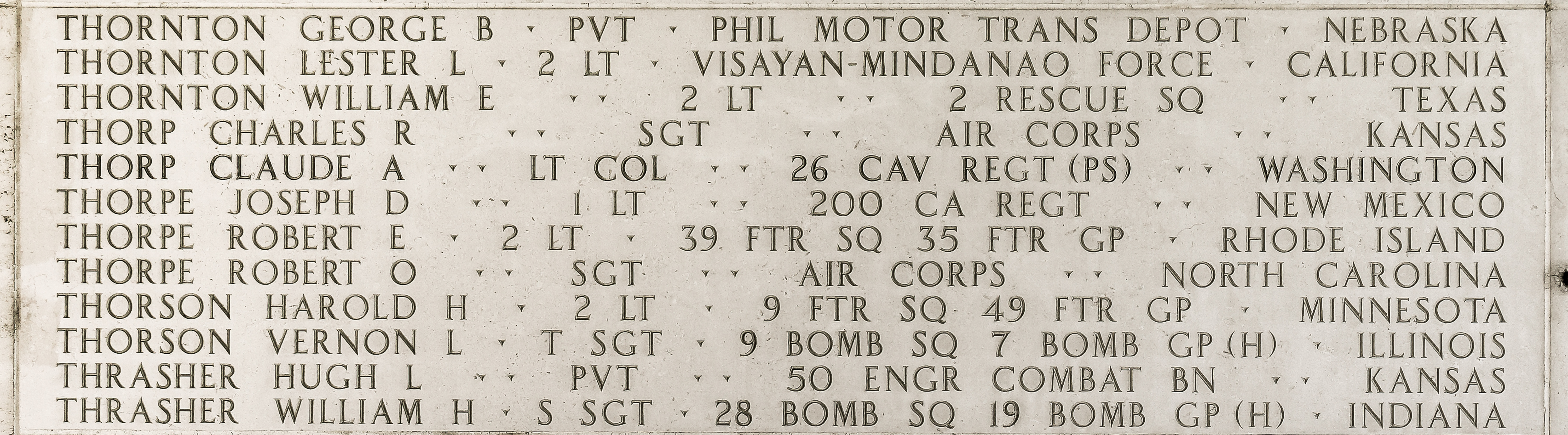 Harold H. Thorson, Second Lieutenant